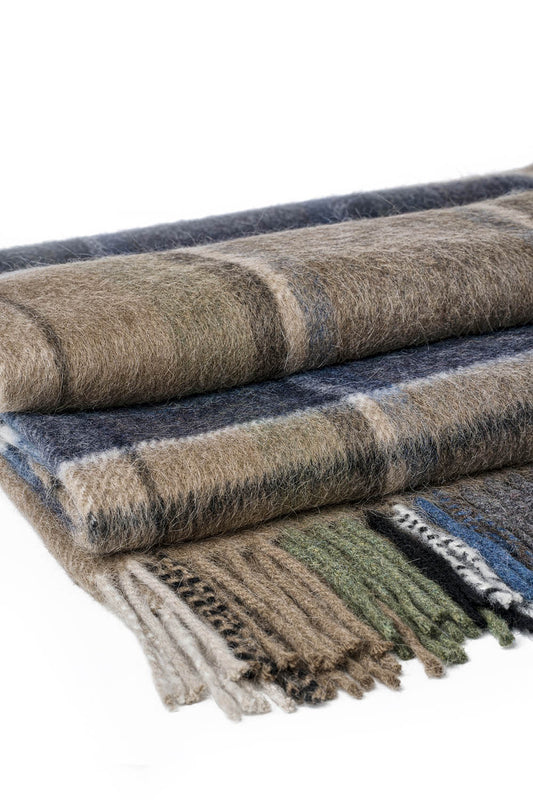 Blue and Brown Checkered Blanket